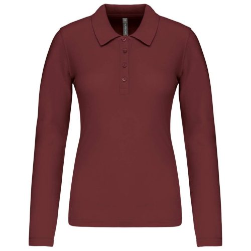 Női galléros hosszú ujjú piké póló, Kariban KA257, Wine-XL