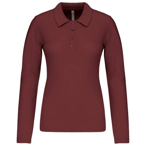 Női galléros hosszú ujjú piké póló, Kariban KA257, Wine-XS
