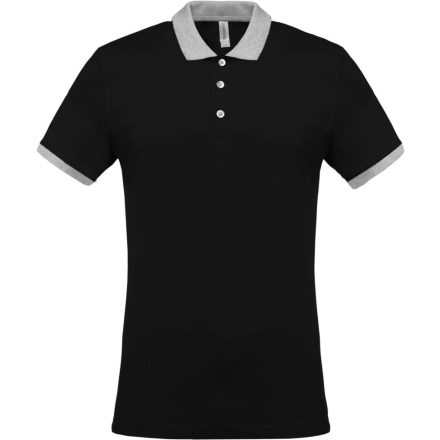 Férfi galléros piké póló, kontrasztos passzékkal, Kariban KA258, Black/Oxford Grey-3XL