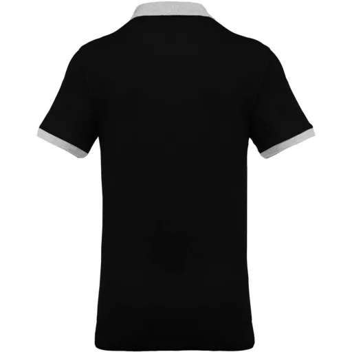 Férfi galléros piké póló, kontrasztos passzékkal, Kariban KA258, Black/Oxford Grey-S