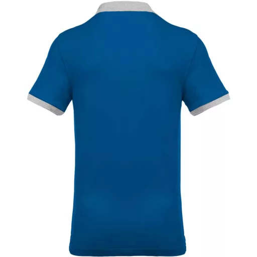 Férfi galléros piké póló, kontrasztos passzékkal, Kariban KA258, Light Royal Blue/Oxford Grey-2XL