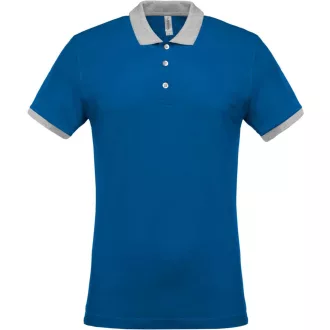   Férfi galléros piké póló, kontrasztos passzékkal, Kariban KA258, Light Royal Blue/Oxford Grey-S