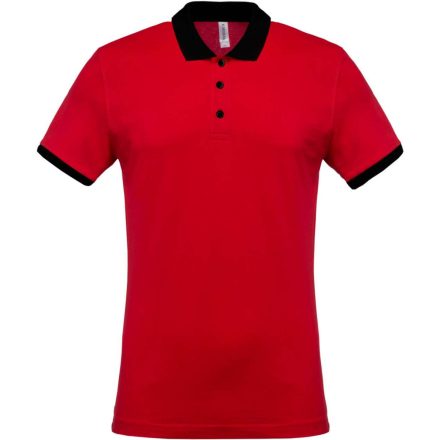 Férfi galléros piké póló, kontrasztos passzékkal, Kariban KA258, Red/Black-3XL