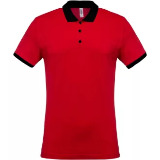   Férfi galléros piké póló, kontrasztos passzékkal, Kariban KA258, Red/Black-S