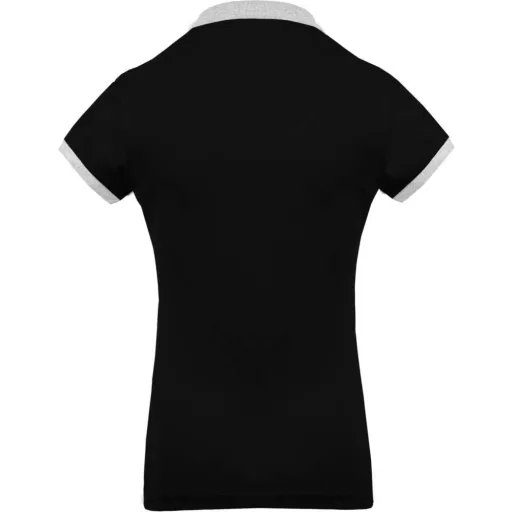 Női galléros piké póló, kontrasztos passzékkal, Kariban KA259, Black/Oxford Grey-L