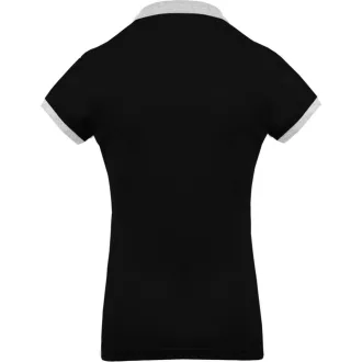   Női galléros piké póló, kontrasztos passzékkal, Kariban KA259, Black/Oxford Grey-XS