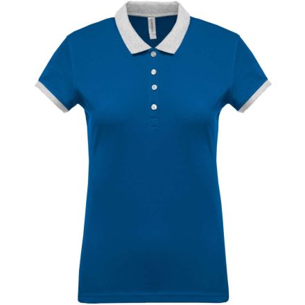 Női galléros piké póló, kontrasztos passzékkal, Kariban KA259, Light Royal Blue/Oxford Grey-2XL