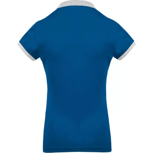 Női galléros piké póló, kontrasztos passzékkal, Kariban KA259, Light Royal Blue/Oxford Grey-M