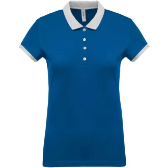   Női galléros piké póló, kontrasztos passzékkal, Kariban KA259, Light Royal Blue/Oxford Grey-XS