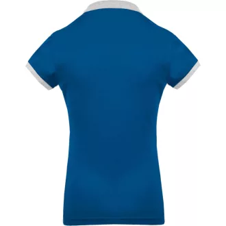   Női galléros piké póló, kontrasztos passzékkal, Kariban KA259, Light Royal Blue/Oxford Grey-XS