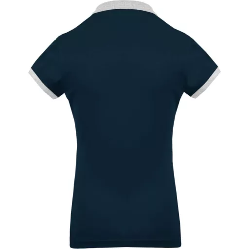 Női galléros piké póló, kontrasztos passzékkal, Kariban KA259, Navy/Oxford Grey-XL
