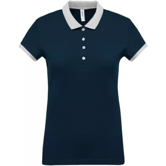   Női galléros piké póló, kontrasztos passzékkal, Kariban KA259, Navy/Oxford Grey-XS