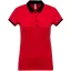 Női galléros piké póló, kontrasztos passzékkal, Kariban KA259, Red/Black-M
