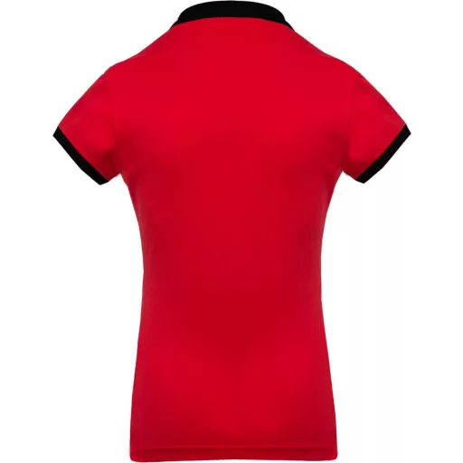 Női galléros piké póló, kontrasztos passzékkal, Kariban KA259, Red/Black-S