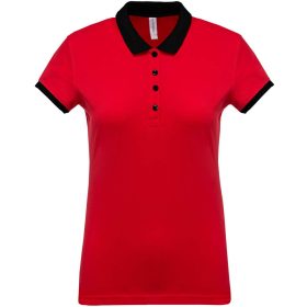   Női galléros piké póló, kontrasztos passzékkal, Kariban KA259, Red/Black-XS