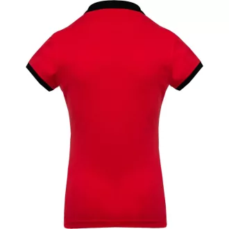   Női galléros piké póló, kontrasztos passzékkal, Kariban KA259, Red/Black-XS