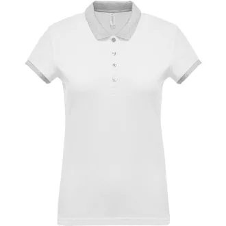   Női galléros piké póló, kontrasztos passzékkal, Kariban KA259, White/Oxford Grey-XS