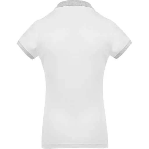 Női galléros piké póló, kontrasztos passzékkal, Kariban KA259, White/Oxford Grey-XS