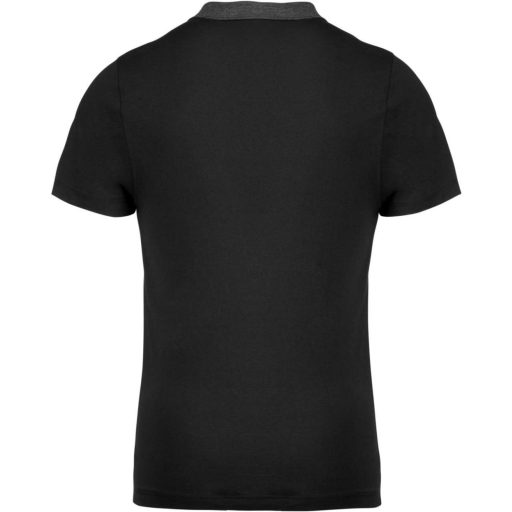 Férfi galléros jersey póló, kontrasztos gallérral, Kariban KA260, Black/Dark Grey Heather-M