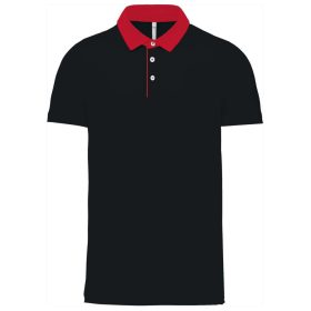   Férfi galléros jersey póló, kontrasztos gallérral, Kariban KA260, Black/Red-S