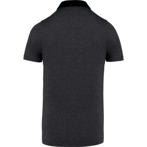 Férfi galléros jersey póló, kontrasztos gallérral, Kariban KA260, Dark Grey Heather/Black-2XL