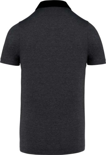Férfi galléros jersey póló, kontrasztos gallérral, Kariban KA260, Dark Grey Heather/Black-M