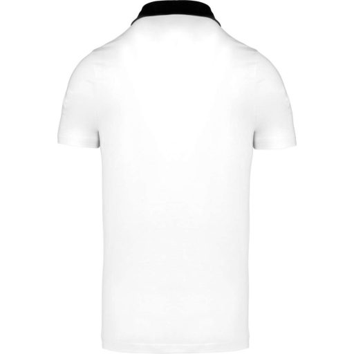 Férfi galléros jersey póló, kontrasztos gallérral, Kariban KA260, White/Navy-XL