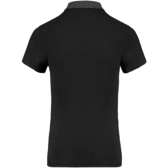   Női galléros jersey póló, kontrasztos gallérral, Kariban KA261, Black/Dark Grey Heather-XS