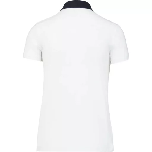 Női galléros jersey póló, kontrasztos gallérral, Kariban KA261, White/Navy-2XL