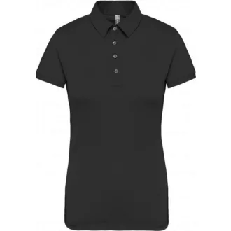   Női galléros rövid ujjú jersey póló, Kariban KA263, Black-XS
