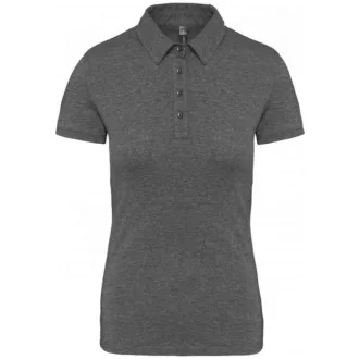   Női galléros rövid ujjú jersey póló, Kariban KA263, Grey Heather-XS