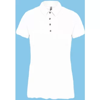  Női galléros rövid ujjú jersey póló, Kariban KA263, White-XS