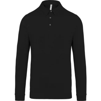   Férfi galléros hosszú ujjú jersey póló, Kariban KA264, Black-S