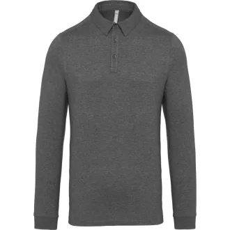   Férfi galléros hosszú ujjú jersey póló, Kariban KA264, Grey Heather-S