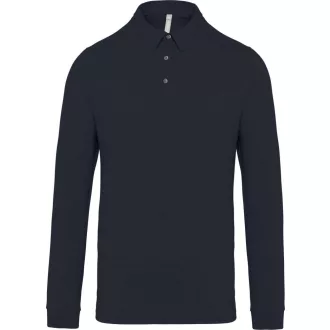   Férfi galléros hosszú ujjú jersey póló, Kariban KA264, Navy-S