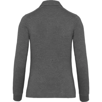   Női galléros hosszú ujjú jersey póló, Kariban KA265, Grey Heather-XS
