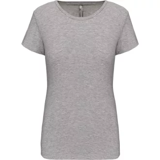   Női rövid ujjú környakas sztreccs póló, Kariban KA3013, Light Grey Heather-S