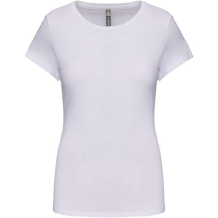 Női rövid ujjú környakas sztreccs póló, Kariban KA3013, White-L
