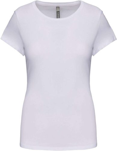 Női rövid ujjú környakas sztreccs póló, Kariban KA3013, White-L
