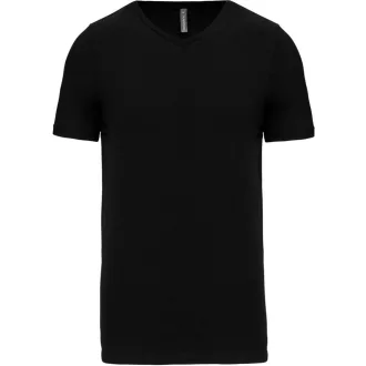   Férfi rövid ujjú V-nyakú sztreccs póló, Kariban KA3014, Black-S