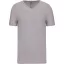 Férfi rövid ujjú V-nyakú sztreccs póló, Kariban KA3014, Light Grey Heather-3XL