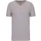 Férfi rövid ujjú V-nyakú sztreccs póló, Kariban KA3014, Light Grey Heather-L