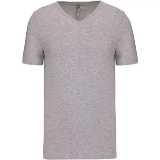   Férfi rövid ujjú V-nyakú sztreccs póló, Kariban KA3014, Light Grey Heather-S
