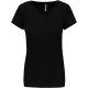 Női rövid ujjú V-nyakú sztreccs póló, Kariban KA3015, Black-M