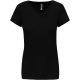 Női rövid ujjú V-nyakú sztreccs póló, Kariban KA3015, Black-S