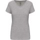 Női rövid ujjú V-nyakú sztreccs póló, Kariban KA3015, Light Grey Heather-XL