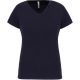 Női rövid ujjú V-nyakú sztreccs póló, Kariban KA3015, Navy-XL