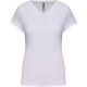 Női rövid ujjú V-nyakú sztreccs póló, Kariban KA3015, White-S