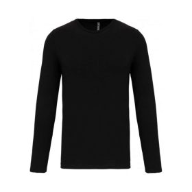   Férfi hosszú ujjú kereknyakú sztreccs póló, Kariban KA3016, Black-S