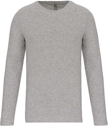 Férfi hosszú ujjú kereknyakú sztreccs póló, Kariban KA3016, Light Grey Heather-L